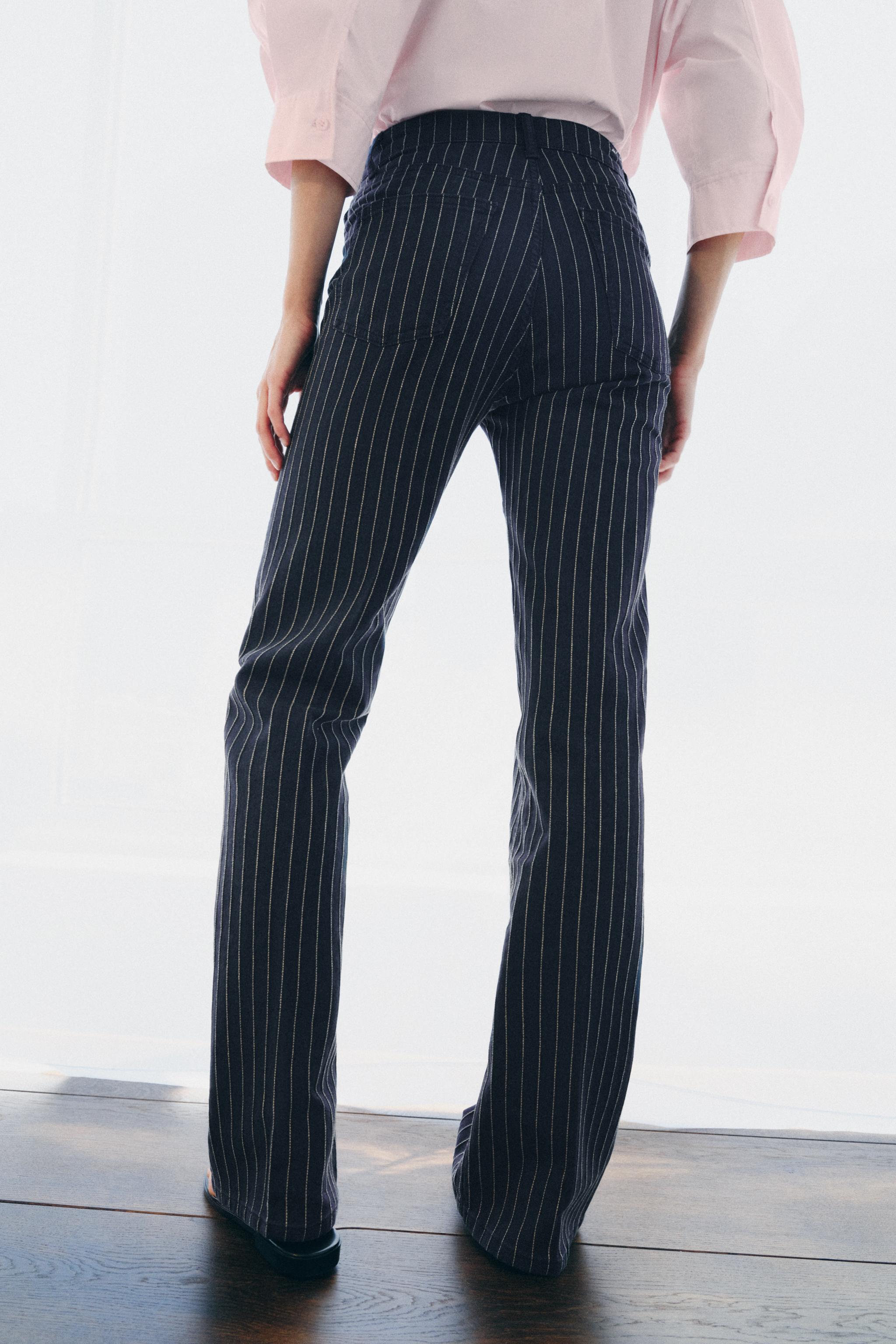 ZW COLLECTION HIGH-WAIST STRIPED FLARE JEANS
